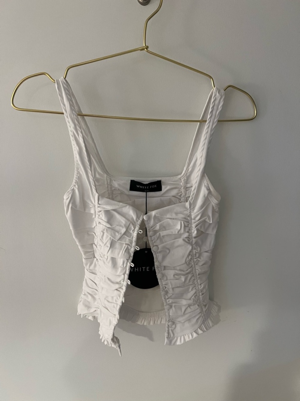 White Ruched Tank Top
